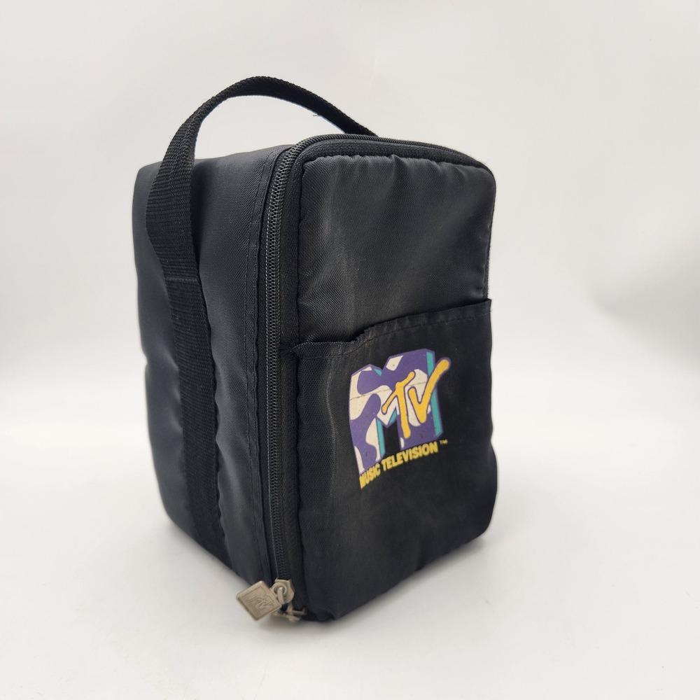 Vintage MTV Music Television Compact Disc Carrying Case Black Nylon 12 Slot Bag - Picture 3 of 6